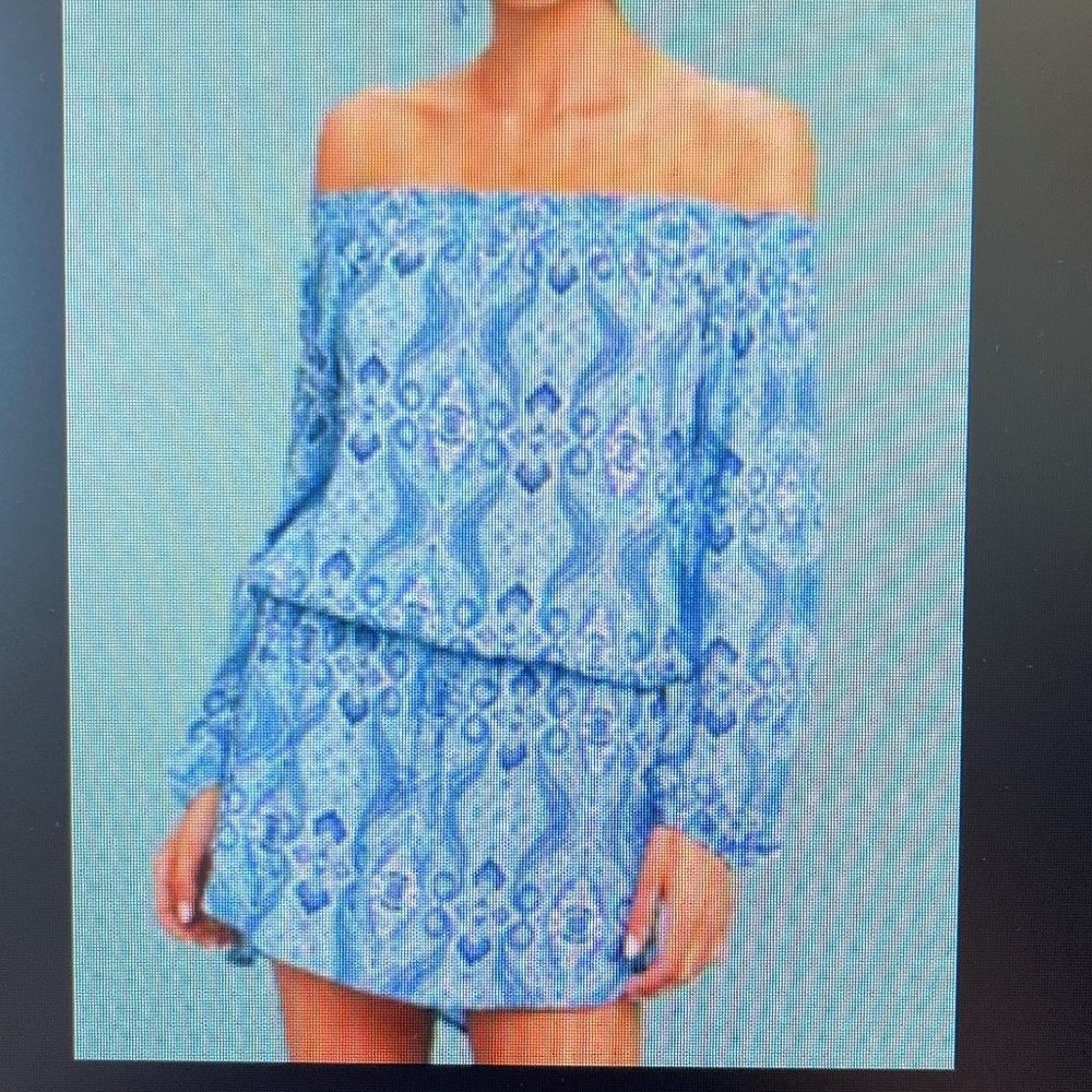 Lucy Love Off Shoulder Mini Dress / Beach Cover up - Small - Blue